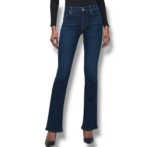 7FAMK 7 For All Mankind Kimmie Low Rise Bootcut Jeans Dark Wash sz 30 - Picture 1 of 7